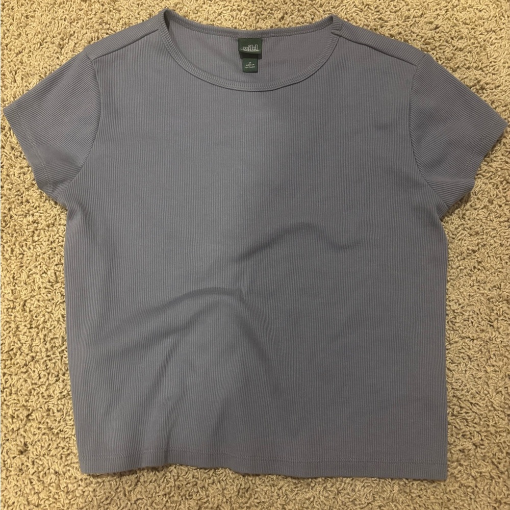 Wild Fable Ribbed Gray Short Sleeve Tee